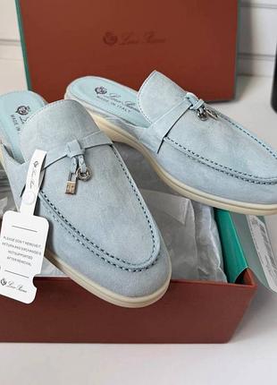 Мюлі літні жіночі блакитні замша lori piana