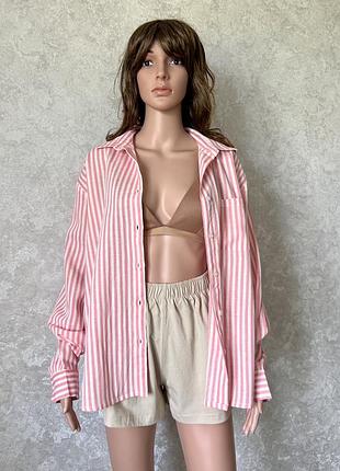 Рубашка/сорочка в полосочку рожеву нова від prettylittlething