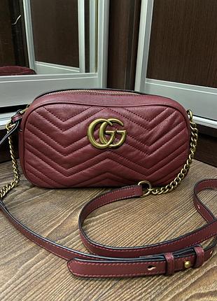 Шикарна сумка шкіра gucci gg marmont оригінал