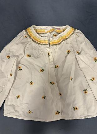 Блуза zara kids із вишивкою соняшників, 116 см (6 років)