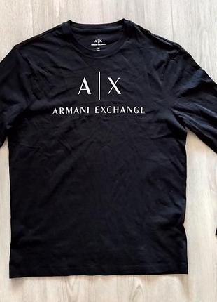 Футболка armani exchange с длинными рукавами чорного цвета, размер м, состояние идиальное