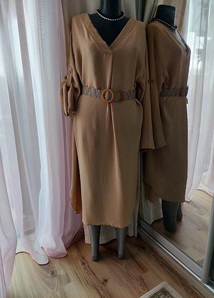 Стильное с пояском платье 👗 рубашка большого размера италия