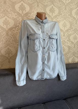 Джинсова сорочка mng jeans mango світло-блакитна s