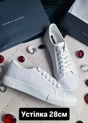 Tommy hilfiger оригінал текстильні білі класичні кеди