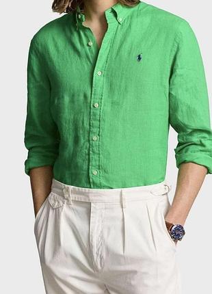 Polo ralph lauren чоловіча сорочка, рубашка, брендова лляна сорочка