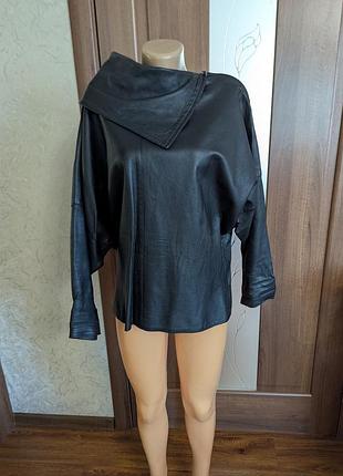 Кожаная блуза туника oversize натуральная кожа italy летучая мышь