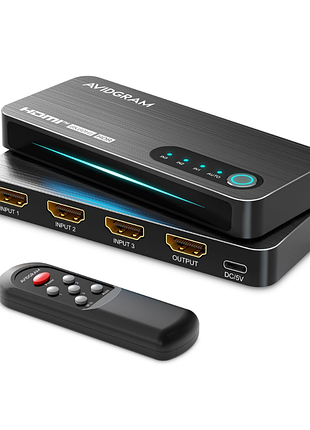 Hdmi коммутатор avidgram 2.1 3 в 1 с ич-пультом 8k 60 гц 4k 120 гц 48 гбит/с черный