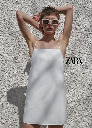 Плаття міні сукня біле zara бавовняне