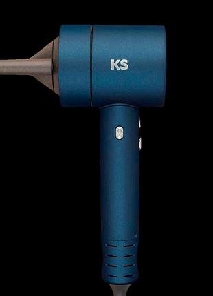 Фен для волосся ks airpro 1600 ват 3 насадки, колір синій