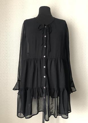 Красивая черная ярусная длинная блуза от h&m, размер укр 54-56-58