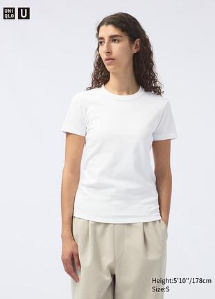 Нова біла футболка uniqlo crew neck t-shirt, розмір s, з біркою