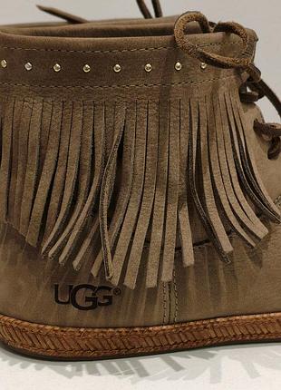 Женские кожаные сапоги макасины ботинки байкерские ugg alexia dark chestnut shoes