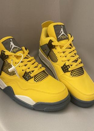 Кроссовки nike air jordan 4 retro в расцветке «lightning»  ярко-желтые  из нубука