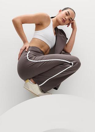 Спортивные хлопковые джоггеры штаны для йоги с лампасами и высокой посадкой р.20