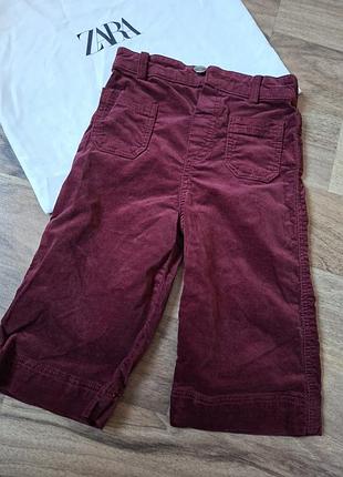 Бордовые вельветовые брюки для девочки 1,5 года zara