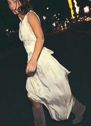 Сукня жіноча бежева сатинова zara new