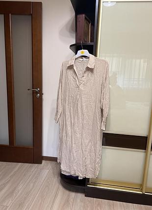 Бежева сукня-сорочка від бренду h&m.