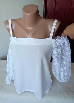 Гарна літня жіноча блуза топ з мереживом new look 36/38 євро розмір