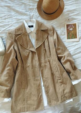 Винтажный вельветовый длинный пиджак, жакет, hennes, h&amp;m, 36/s