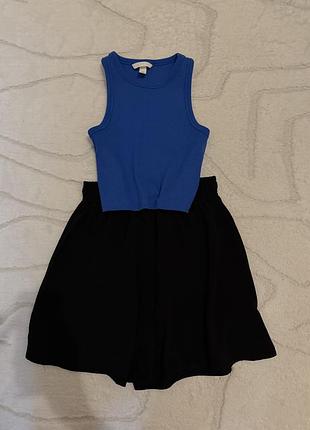 Шорти чорні жатка + майка/топ h&m синя