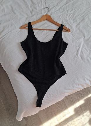 Черный женский боди из текстурной ткани h&amp;m