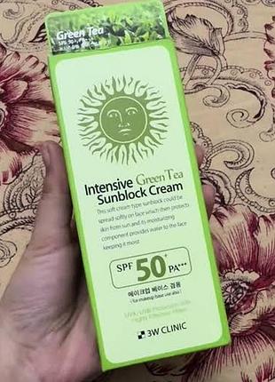 3w clinic intensive uv sunblock cream green tea 70ml солнцезащитный крем