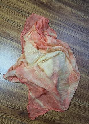 Натуральный шелковый платок 86×86 в персиковых оттенках hand rolled