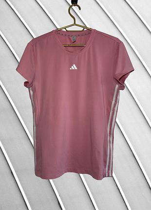 Жіноча рожева футболка adidas m l оригінал адідас стан ідеал 46 48 спортивна літня з сіточкою на спині логотип дихаюча бігова