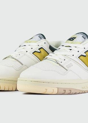 Кроссовки мужские белые с желтыми вставами new balance 550 размер 41 43 44