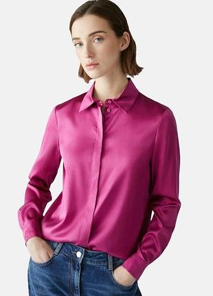 Шовкова сорочка max mara weekend, шовкова блуза max mara weekend кольору фуксіі m/l/xl
