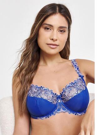 Синий с кружевом бюстгальтер фирмы pretty secrets flora размер 46е 105g
