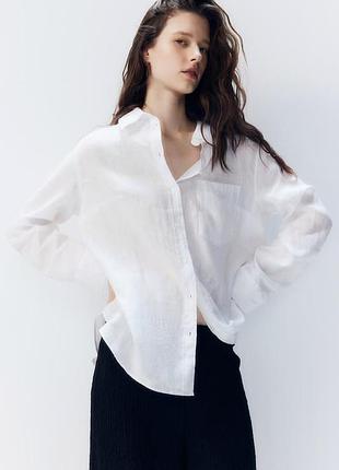 Сорочка, рубашка h&m, 100% льон