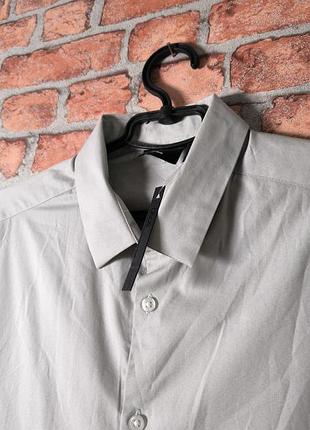 Рубашка серая базовая приталенная классическая asos design slim fit