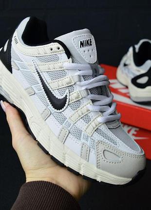Женские кроссовки nike p-6000 бежевые с черным, кожа и текстиль, найк p-6000, на весну, лето, осень стильные кроссовки для девушки 41(26см)