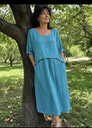 Вишукана лляна сукня бохо льон100%  італія