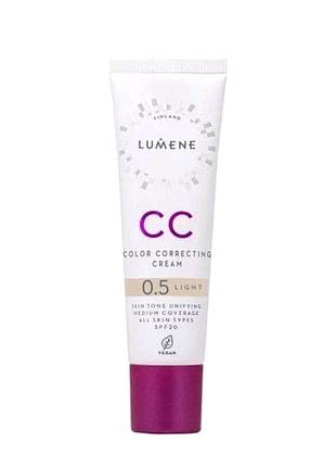 Cc-крем для лица lumene cc color correcting cream spf 20, 0.5 light, 30 мл