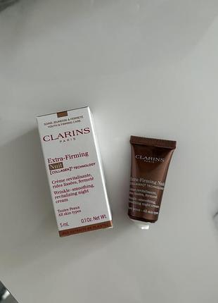 Мініатюра антивікового нічного крему для обличчя clarins extra-firming nuit [collagen]³ technology об'ємом 5 мл
