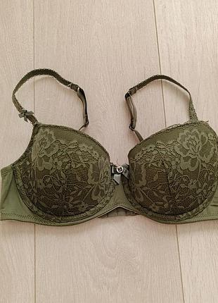 Зелений бюстгальтер ажурний бюст мереживний ліф кружевний hunkemoller 34c 75c 70d