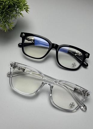 Окуляри chrome hearts чорні-прозорі