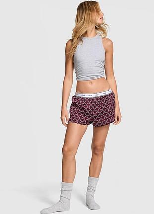 Шорты пижамные женские баклажановые фиолет с логотипом лиоцелл victoria's secret pink qft58sh