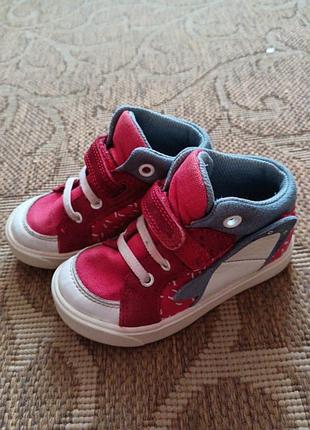 Фирменные хайтопы для малышей clarks, красные, с объемной нашивкой, 23 размер