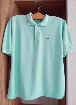 Чоловіча натуральна  футболка поло chemise lacoste франція бірюзова бавовняна котонова котон лакосте france розмір xl-xxl 6-7 оригінал вінтажна літня