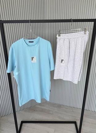 Мужской спортивный летний костюм футболка и шорты кулирка пенье