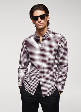 Клітчаста сорочка mango ginghamton cotton shirt — xl