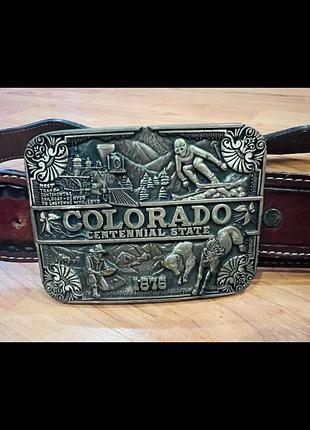 Вінтажний ремінь із латунною пряжкою “colorado centennial state” (1876)