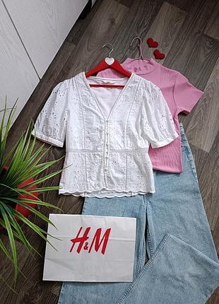 Блузка женская кружево прошва белая h&amp;m.