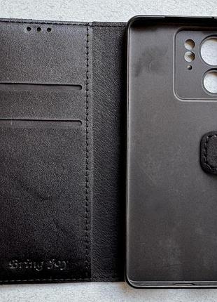 Motorola edge 40 чехол-книжка "bring joy" чёрный высококачественная искусственная кожа слоты для карт