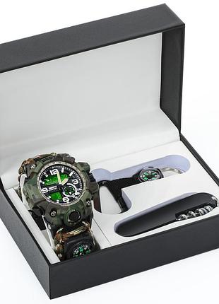 Besta чоловічий спортивний водостійкий тактичний з компасом годинник besta box military set подарунковий набір, з компасом