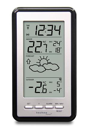 Метеостанція technoline ws9130 з радіодатчиком температури синхронізація dcf77 колір сріблястий чорний