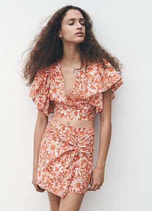 Батистовый кроп топ zara - s